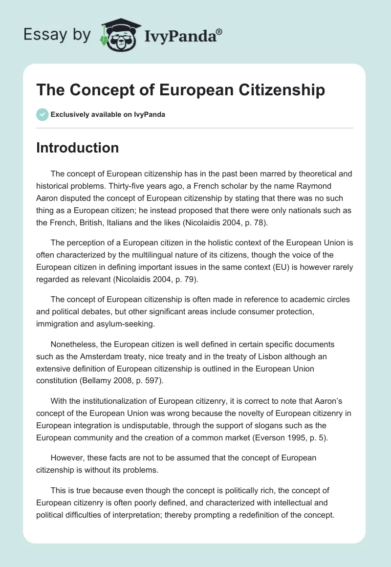 The Concept of European Citizenship. Page 1