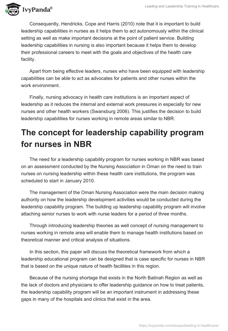 Leading and Leadership Training in Healthcare. Page 4