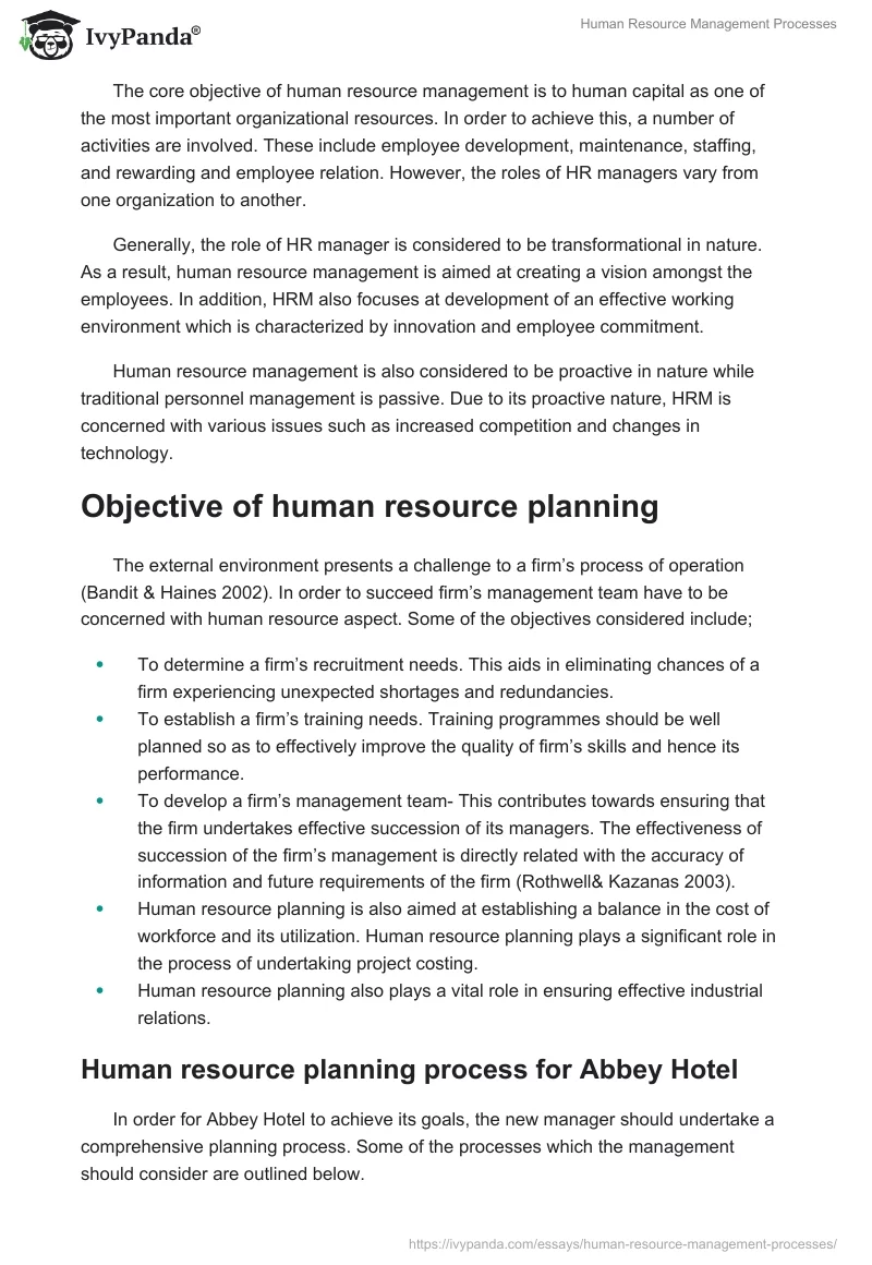 Human Resource Management Processes. Page 3