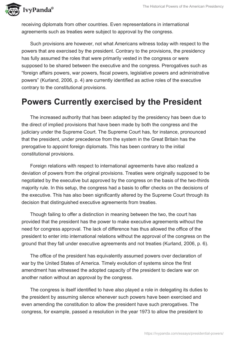The Historical Powers of the American Presidency. Page 2