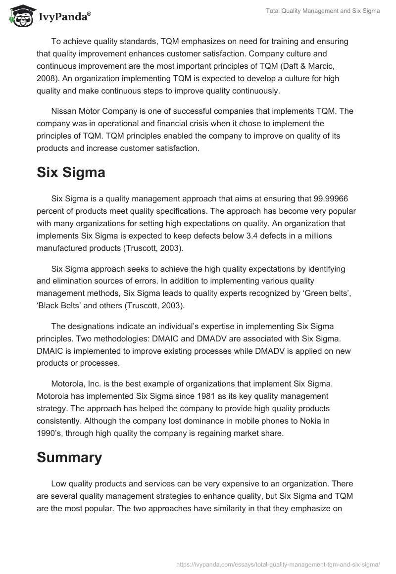 Total Quality Management and Six Sigma. Page 2
