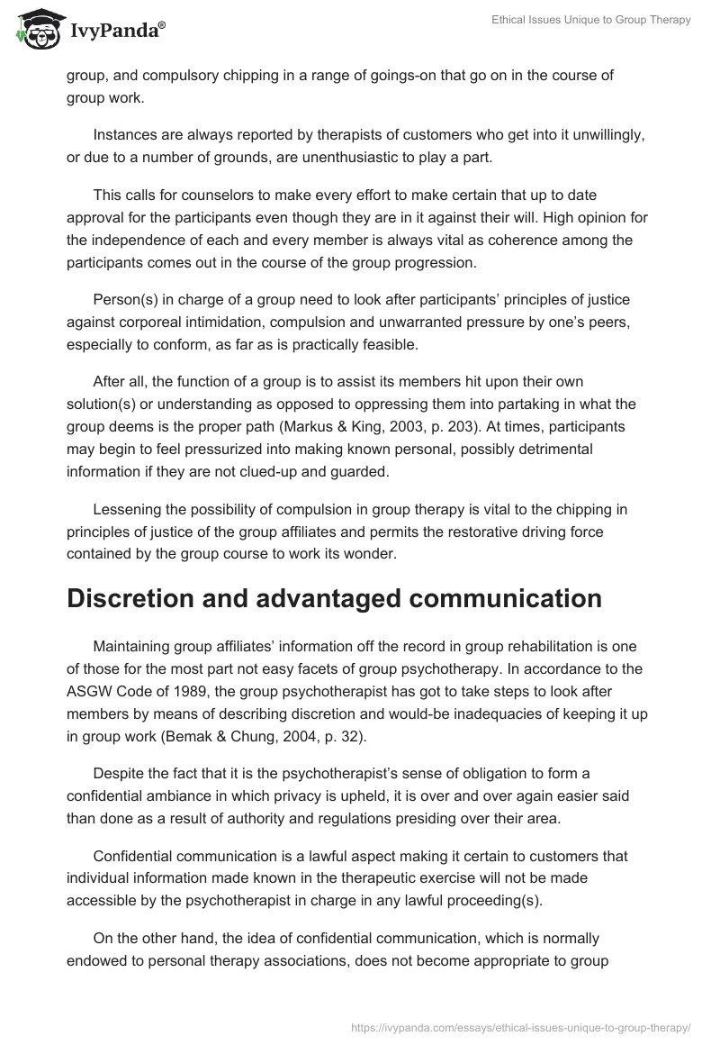 Ethical Issues Unique to Group Therapy. Page 4