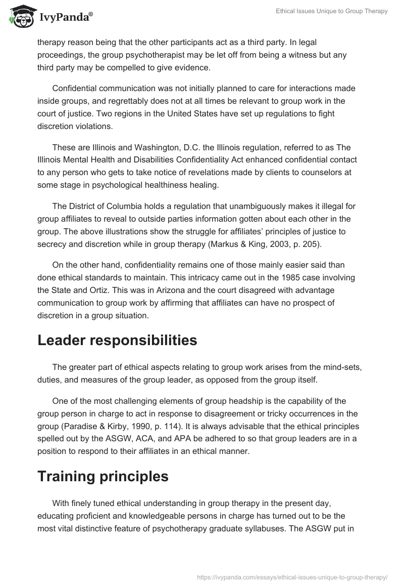 Ethical Issues Unique to Group Therapy. Page 5