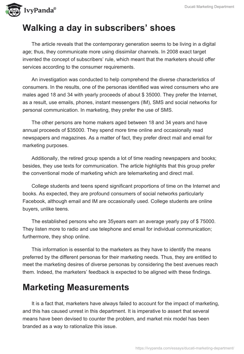 Ducati Marketing Department. Page 2