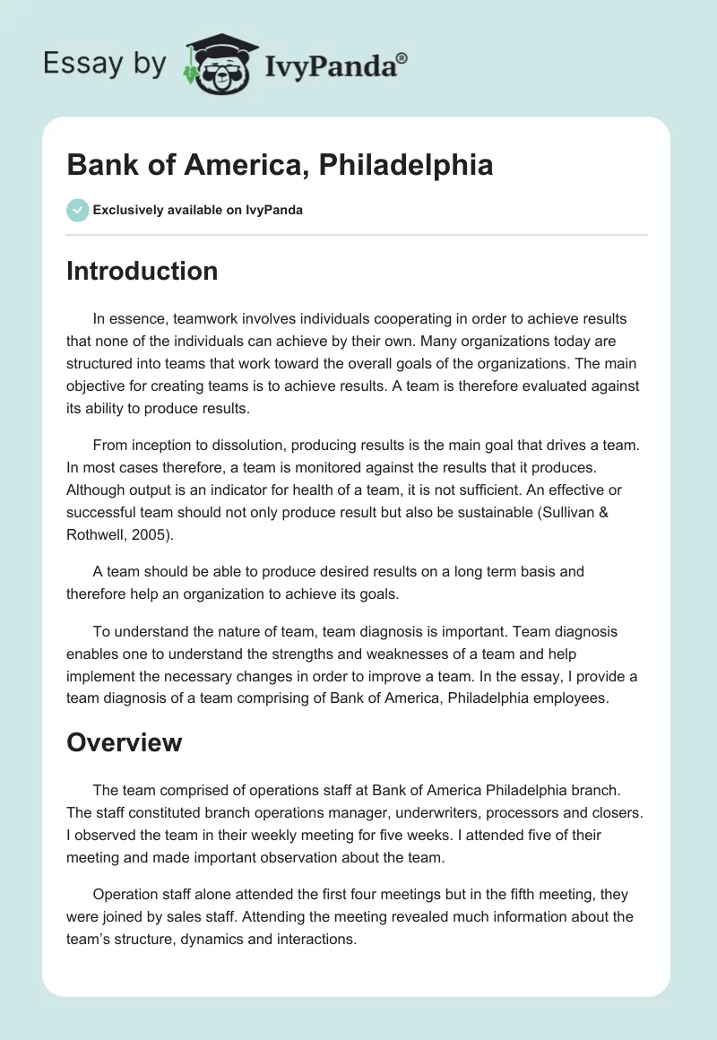 Bank of America, Philadelphia. Page 1