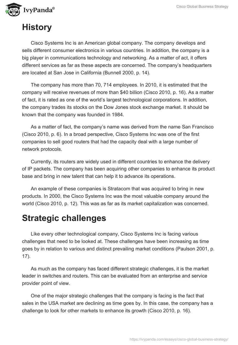 Cisco Global Business Strategy. Page 2