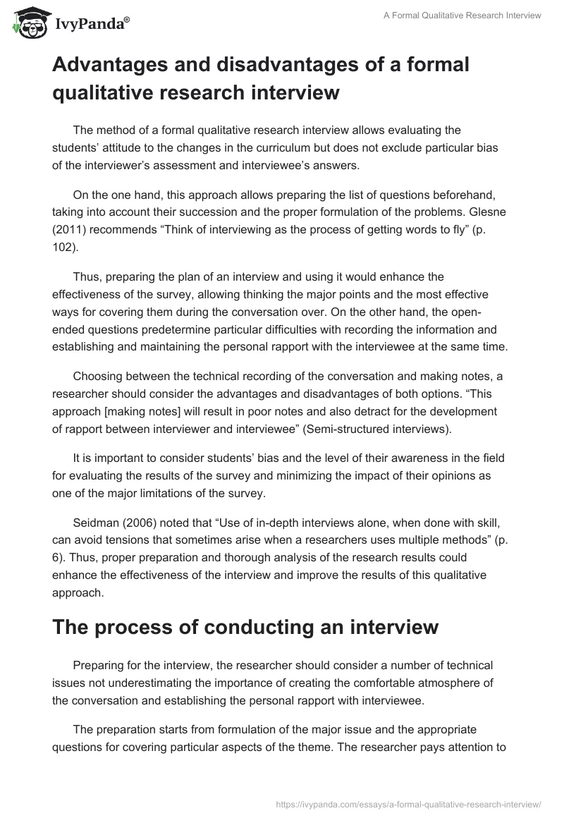 A Formal Qualitative Research Interview. Page 3