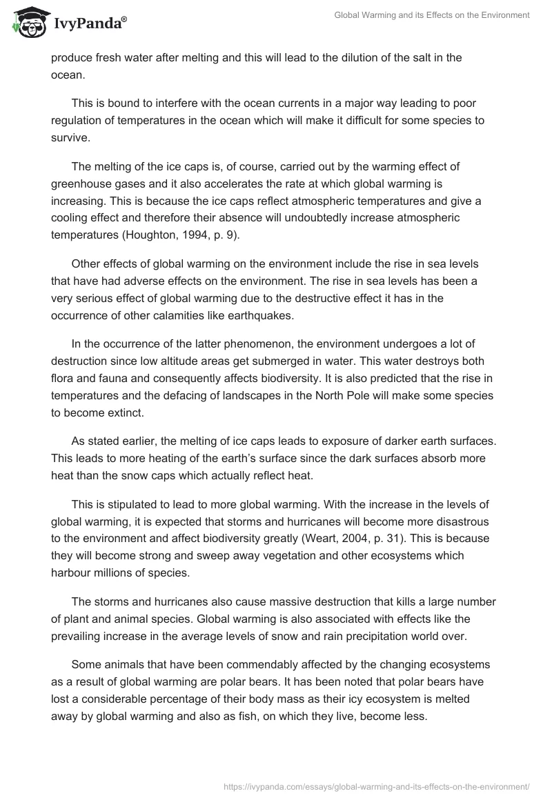 Global Warming and Its Effects on the Environment. Page 2