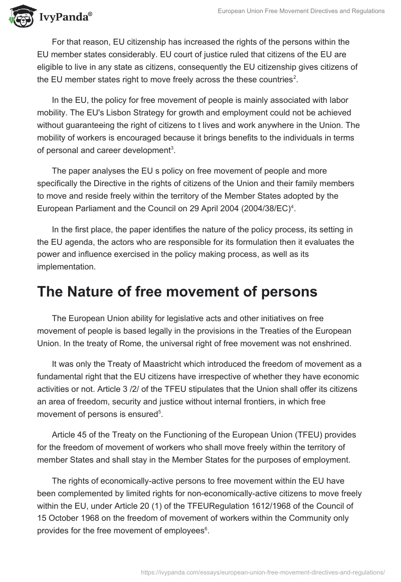 European Union Free Movement Directives and Regulations. Page 2
