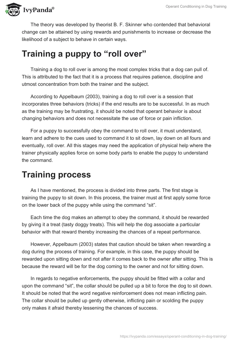 Operant Conditioning in Dog Training. Page 2
