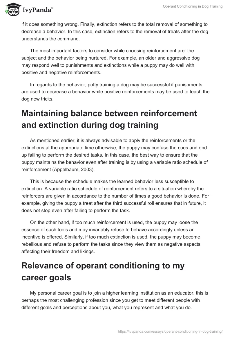 Operant Conditioning in Dog Training. Page 4