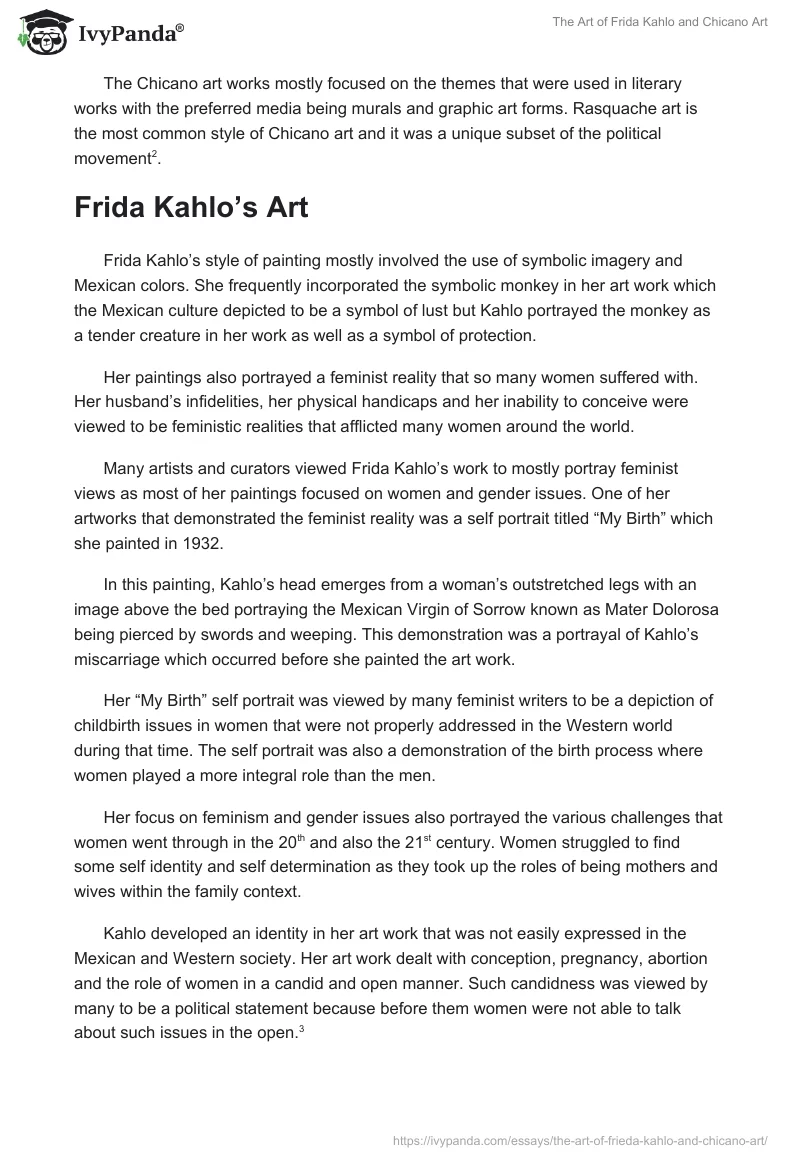 The Art of Frida Kahlo and Chicano Art. Page 2