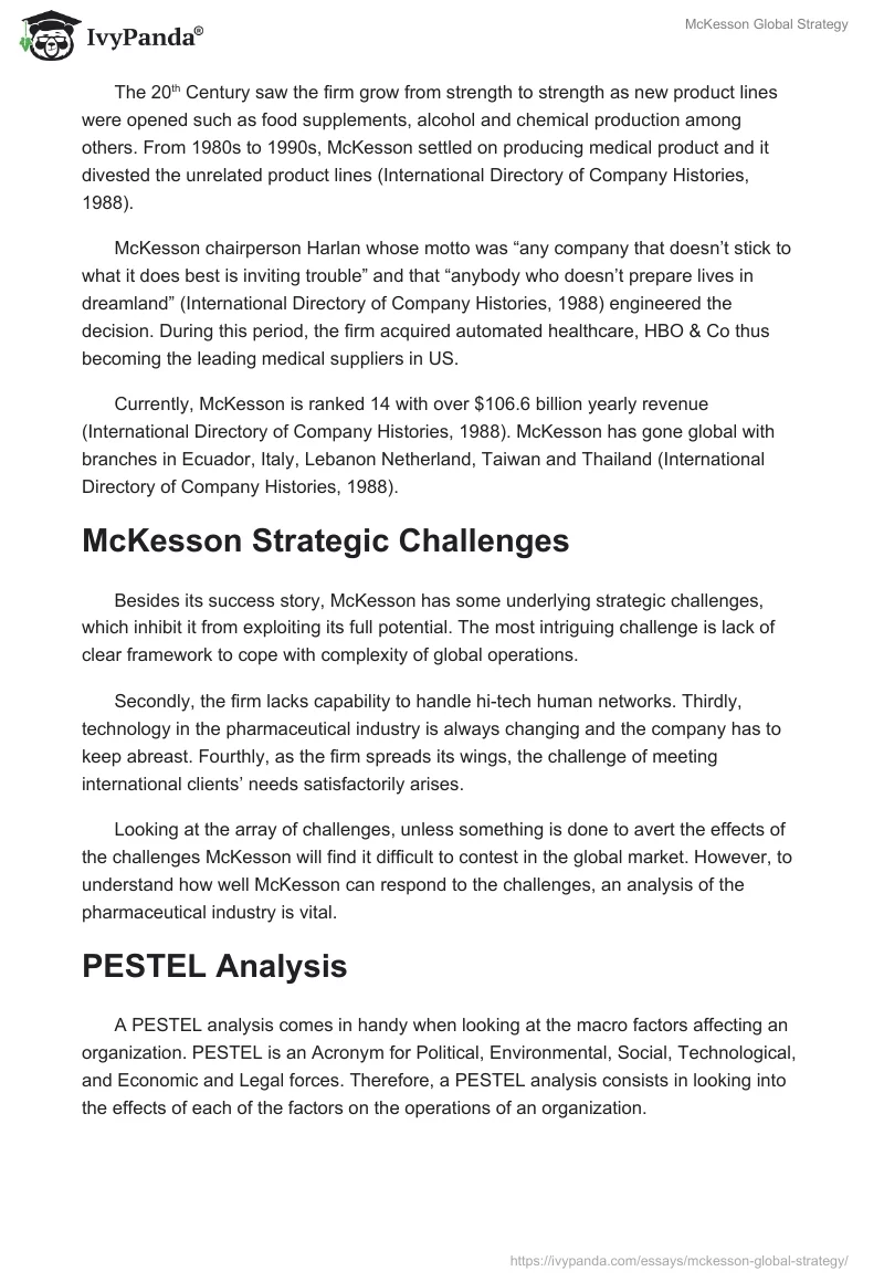 McKesson Global Strategy. Page 2