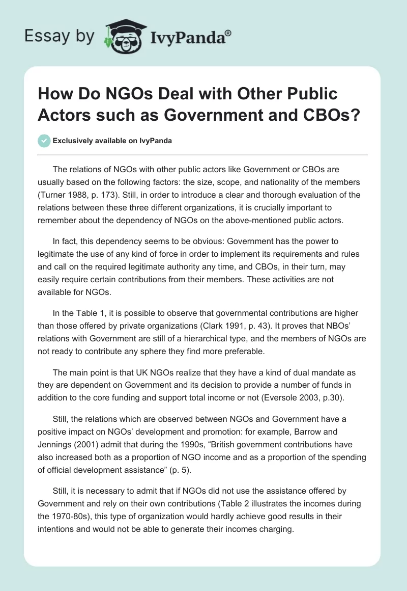 How Do NGOs Deal with Other Public Actors such as Government and CBOs?. Page 1