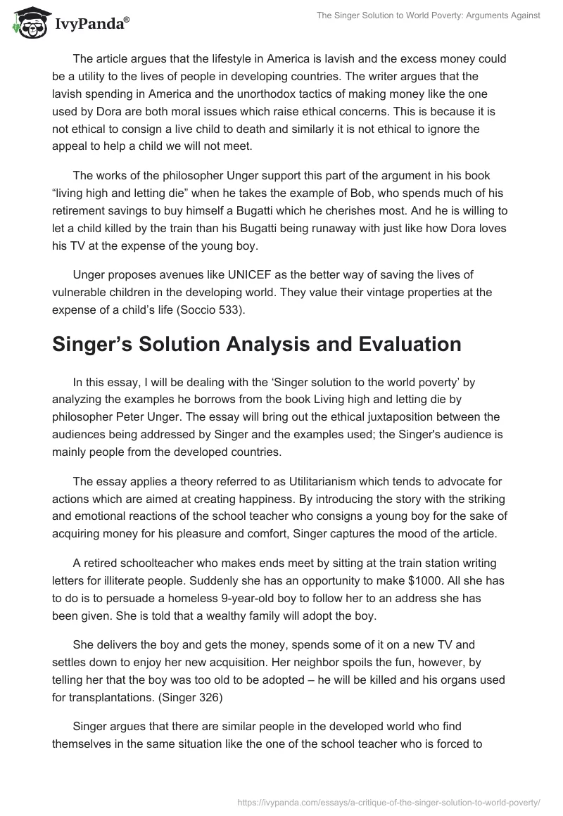The Singer Solution to World Poverty: Arguments Against. Page 2