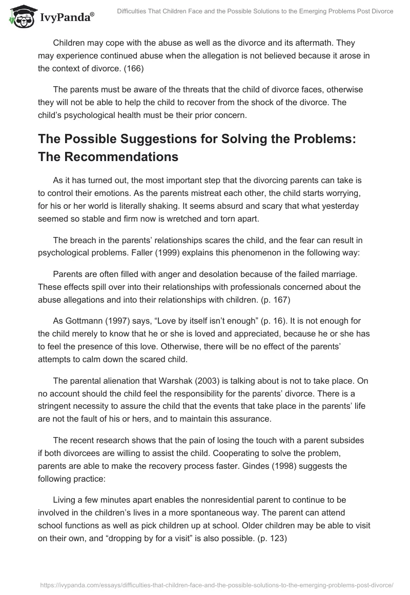 Difficulties That Children Face and the Possible Solutions to the Emerging Problems Post Divorce. Page 3