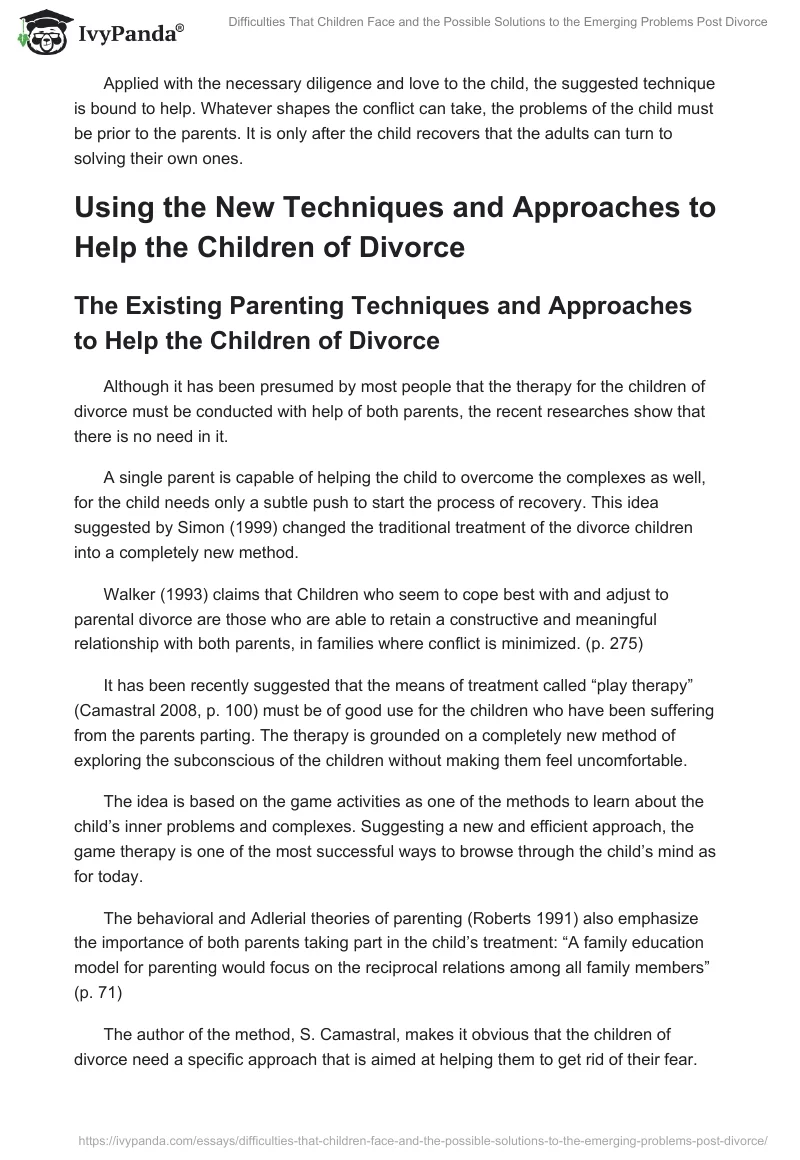 Difficulties That Children Face and the Possible Solutions to the Emerging Problems Post Divorce. Page 4