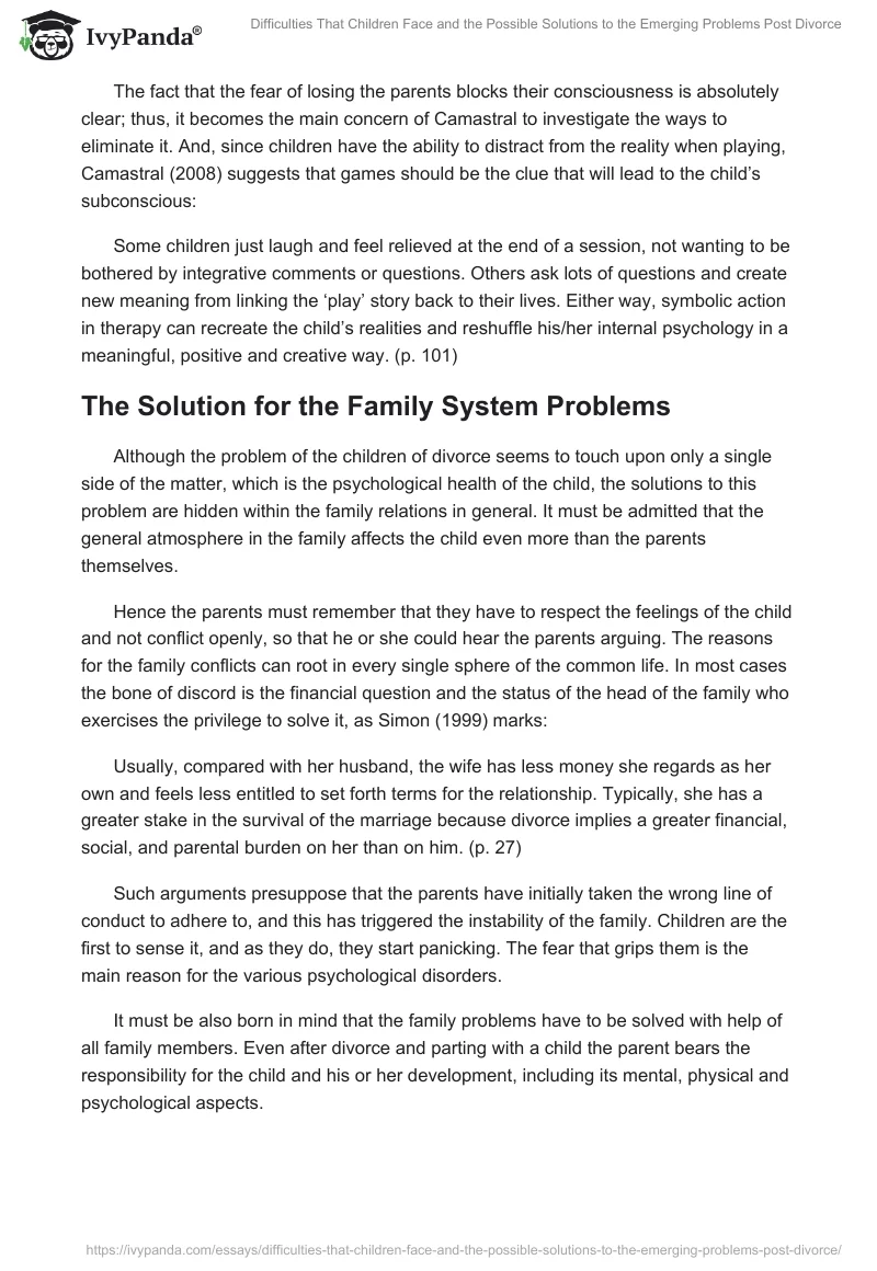 Difficulties That Children Face and the Possible Solutions to the Emerging Problems Post Divorce. Page 5