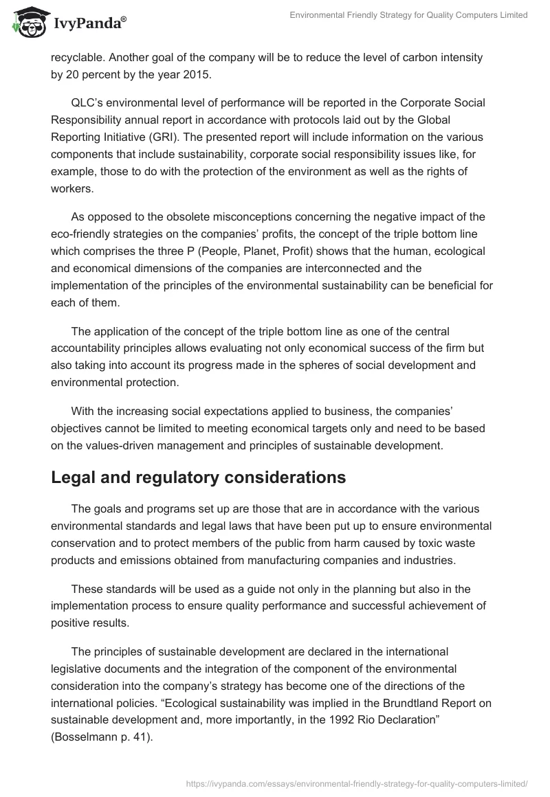 Environmental Friendly Strategy for Quality Computers Limited. Page 3