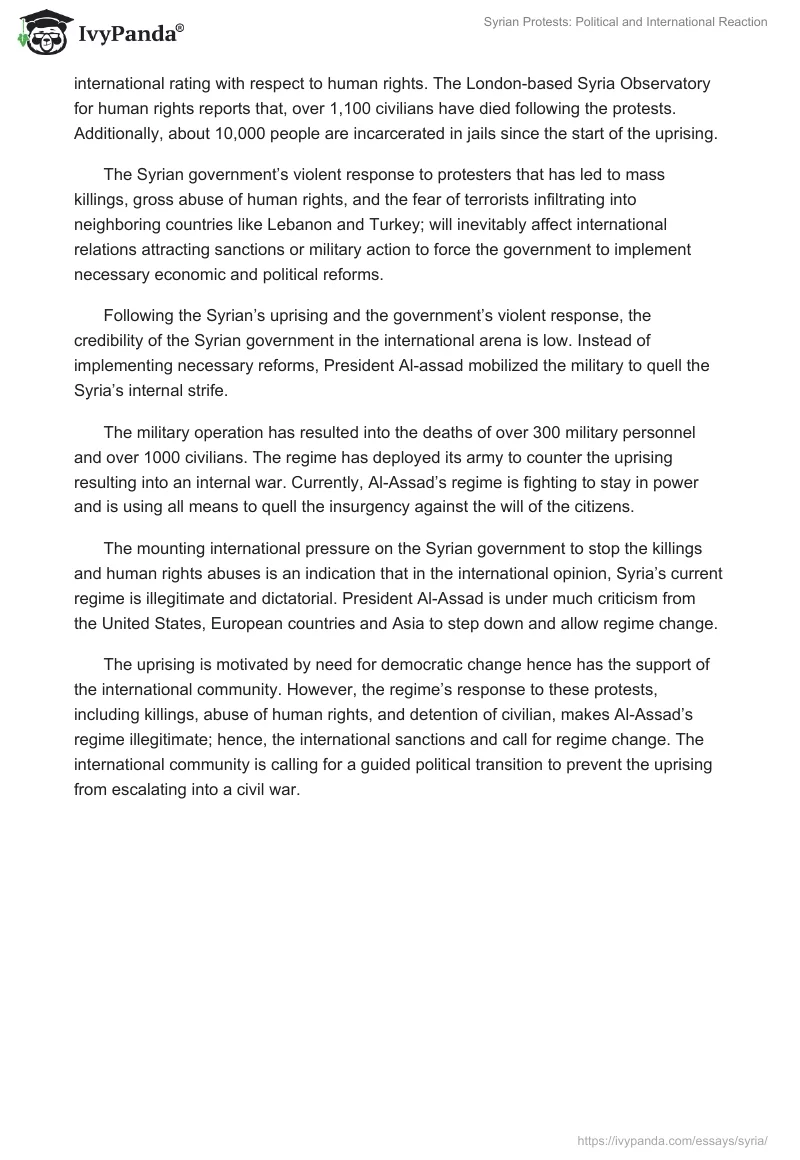 Syrian Protests: Political and International Reaction. Page 2