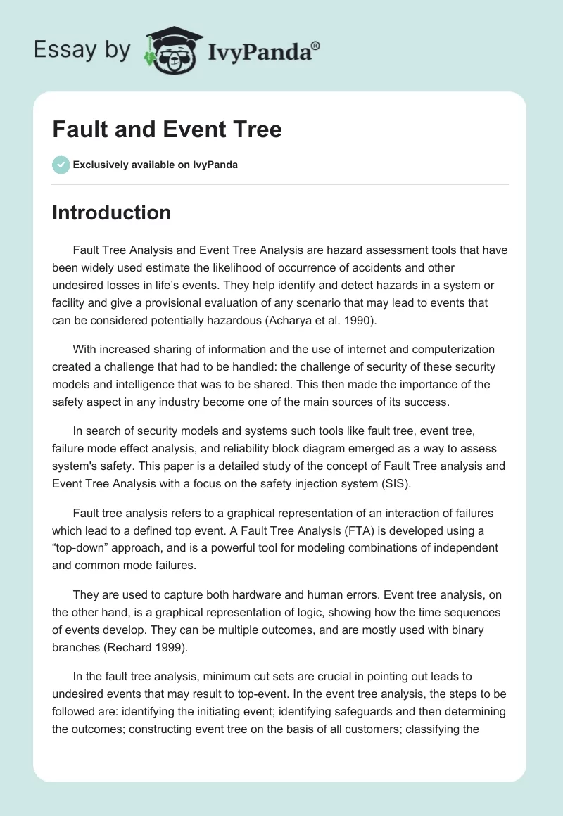Fault and Event Tree. Page 1