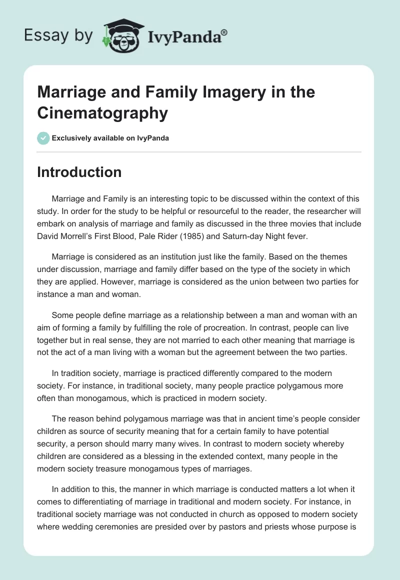 Marriage and Family Imagery in the Cinematography. Page 1