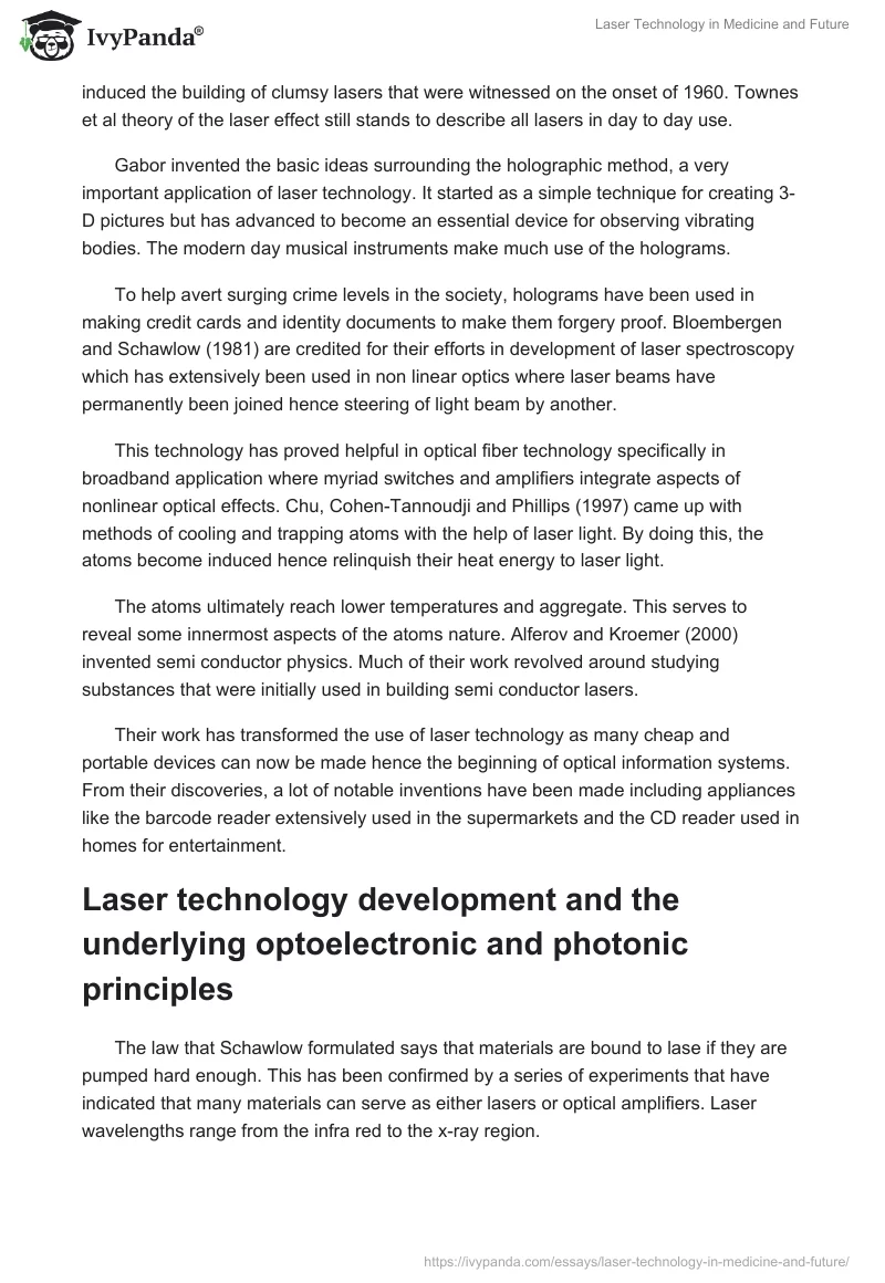 Laser Technology in Medicine and Future. Page 2