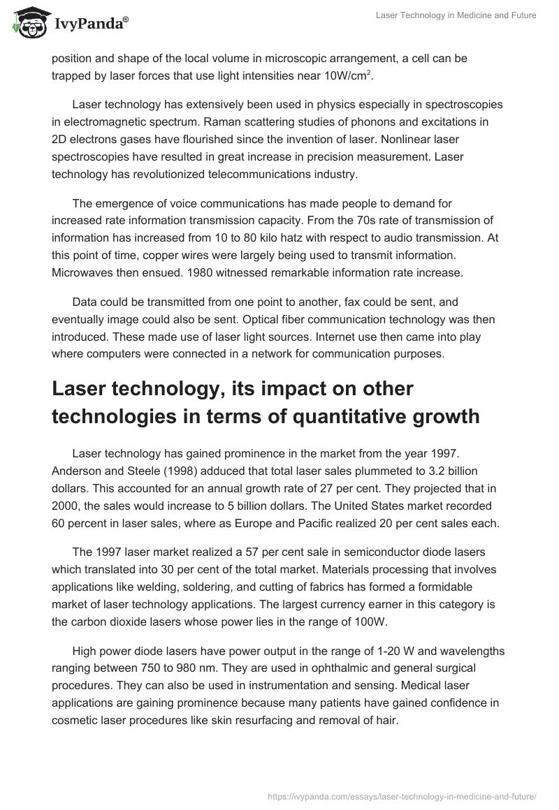 Laser Technology in Medicine and Future. Page 5
