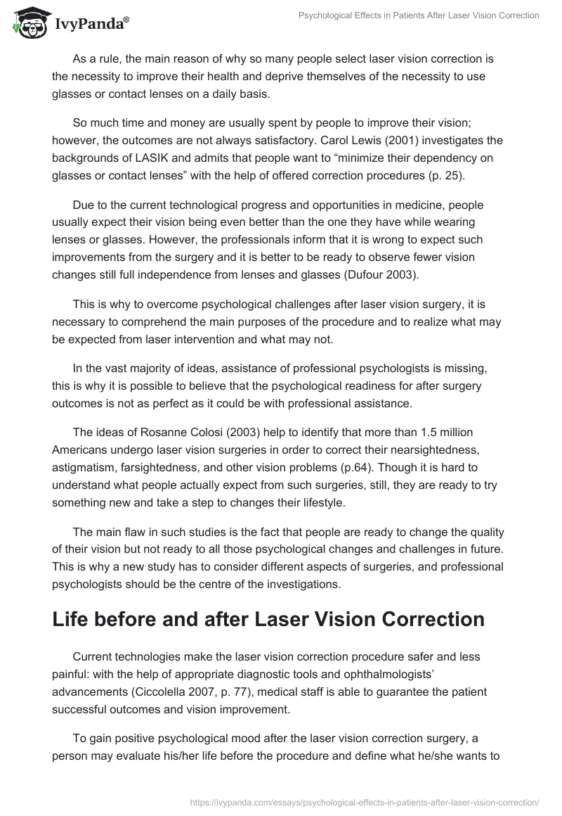 Psychological Effects in Patients After Laser Vision Correction. Page 3