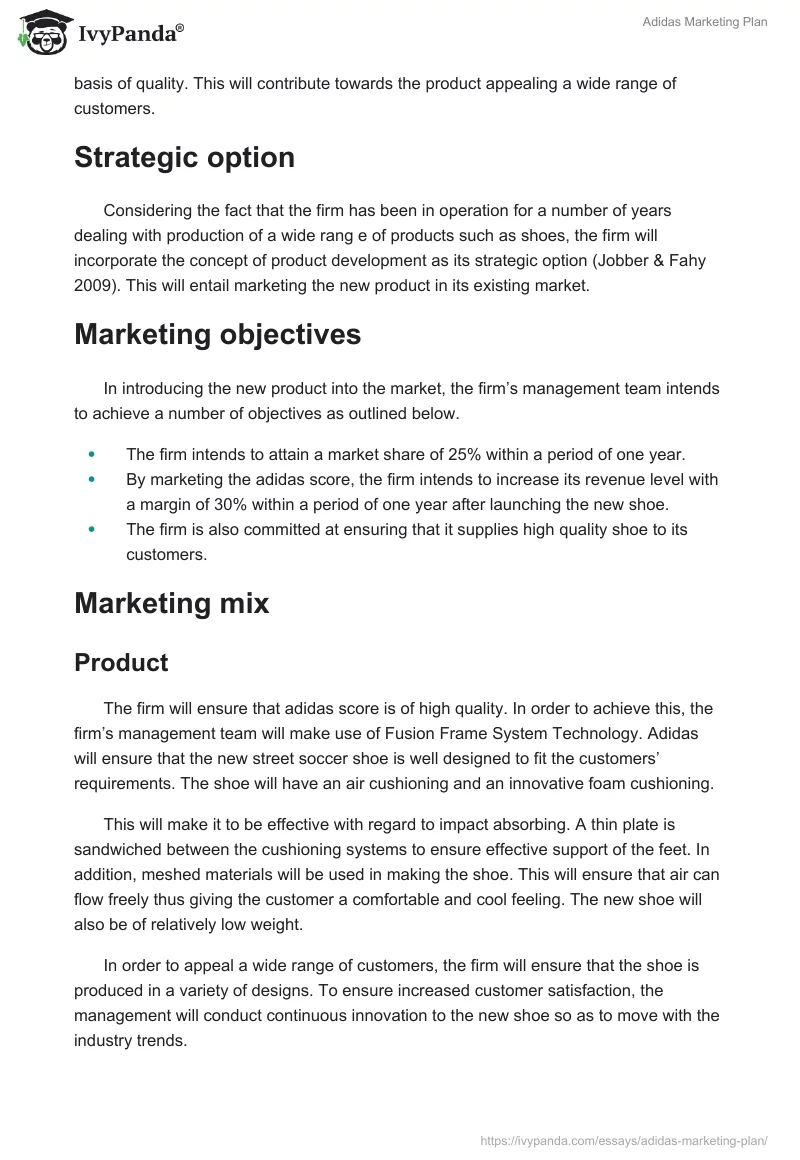 Adidas Marketing Plan. Page 4