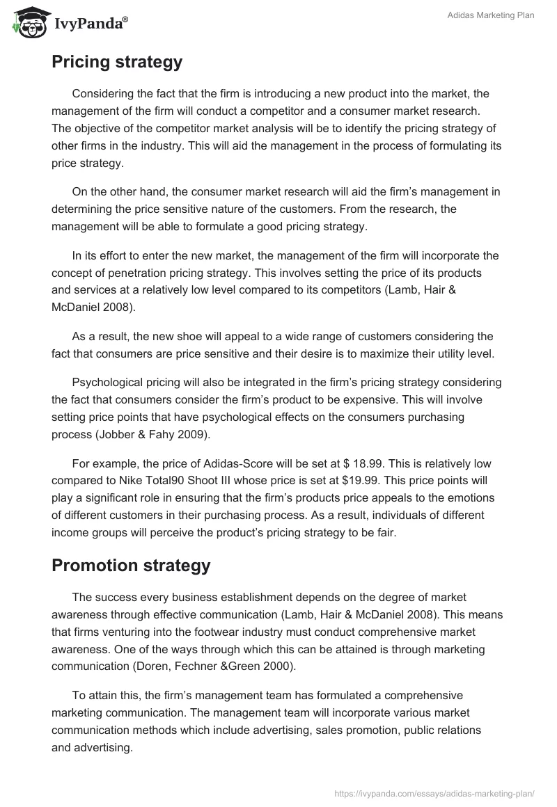 Adidas Marketing Plan. Page 5