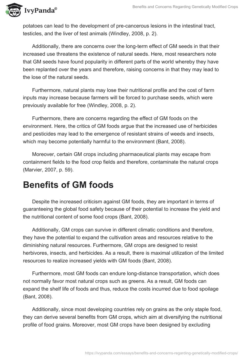 Benefits and Concerns Regarding Genetically Modified Crops. Page 2