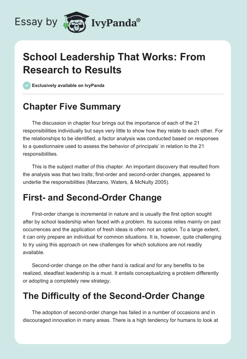 School Leadership That Works: From Research to Results. Page 1