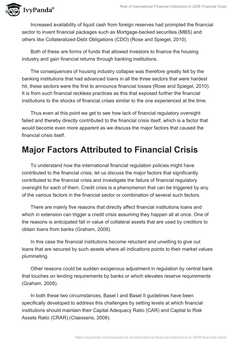 Role of International Financial Institutions in 2008 Financial Crisis. Page 4