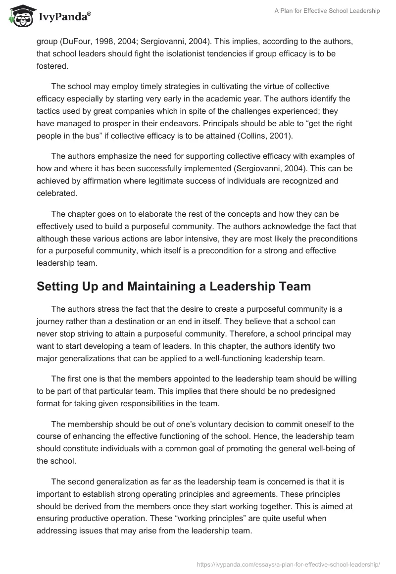 A Plan for Effective School Leadership. Page 3
