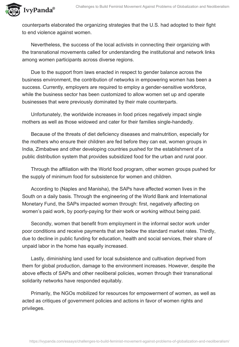 Challenges to Build Feminist Movement Against Problems of Globalization and Neoliberalism. Page 2