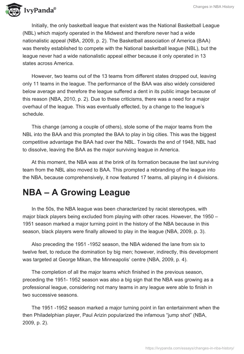 Changes in NBA History. Page 2
