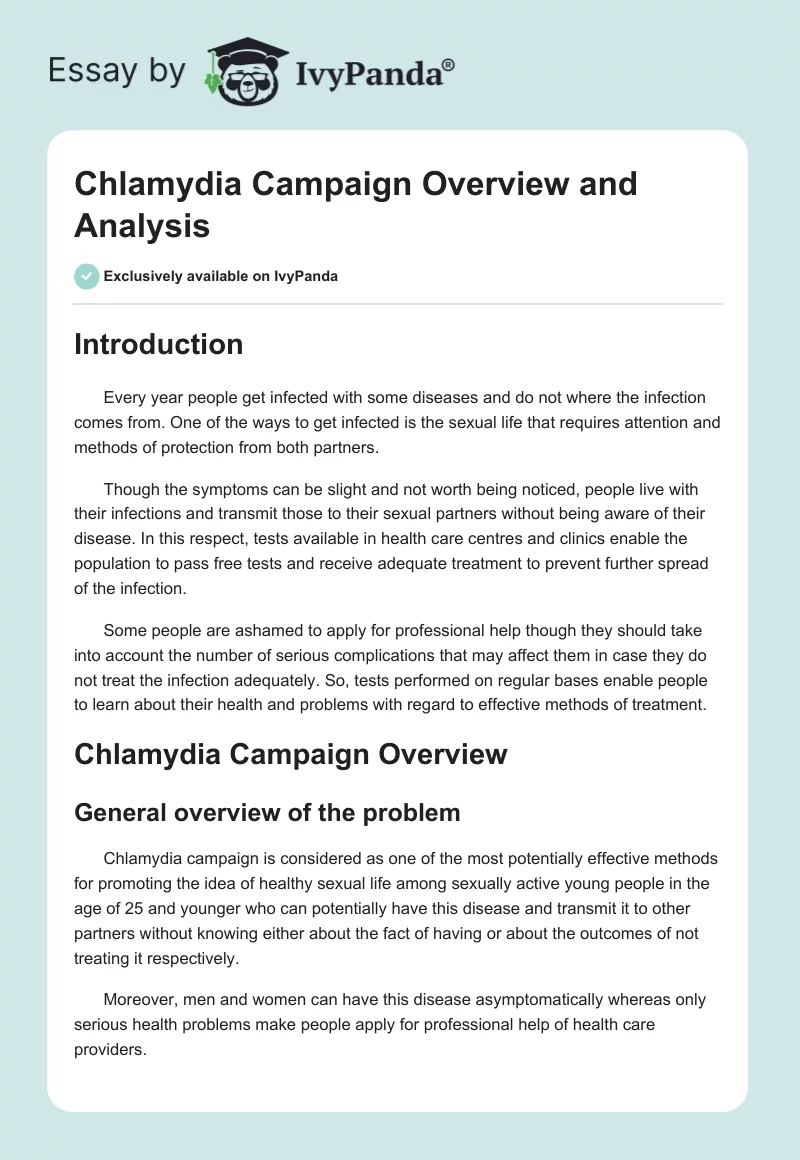 Chlamydia Campaign Overview and Analysis. Page 1