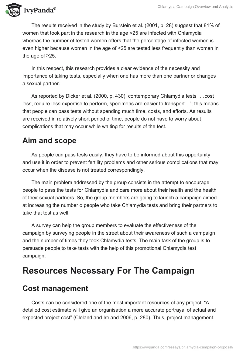 Chlamydia Campaign Overview and Analysis. Page 2