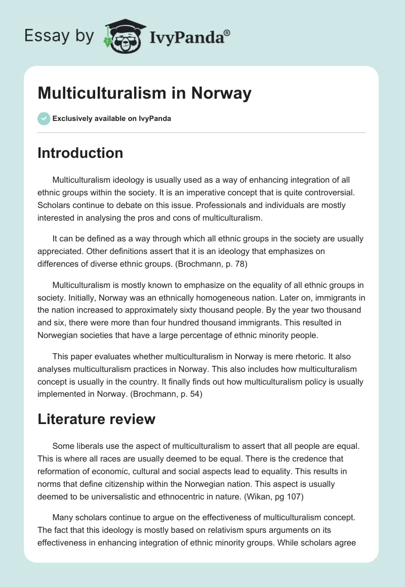 Multiculturalism in Norway. Page 1