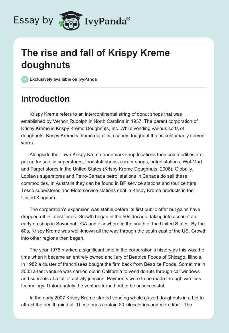 The rise and fall of Krispy Kreme doughnuts. Page 1