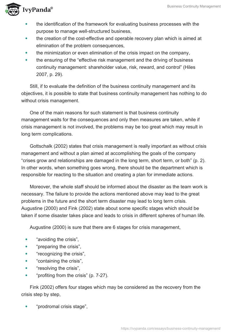 Business Continuity Management. Page 3