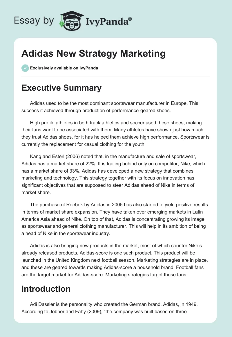 Adidas New Strategy Marketing. Page 1