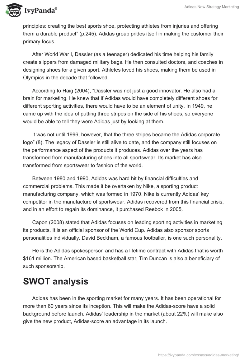 Adidas Strategy - 2305 Words | Report