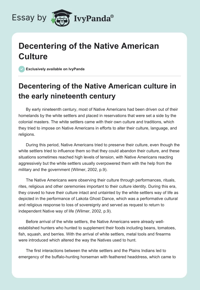 Decentering of the Native American Culture. Page 1