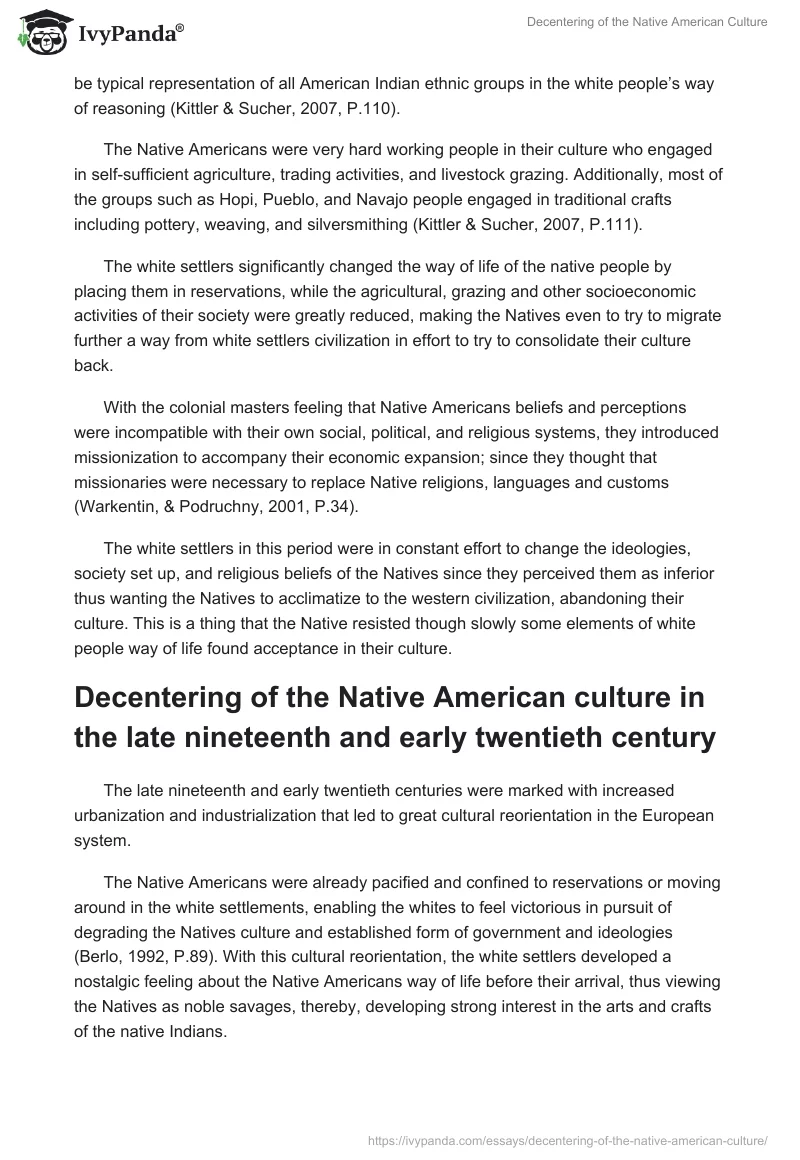 Decentering of the Native American Culture. Page 2