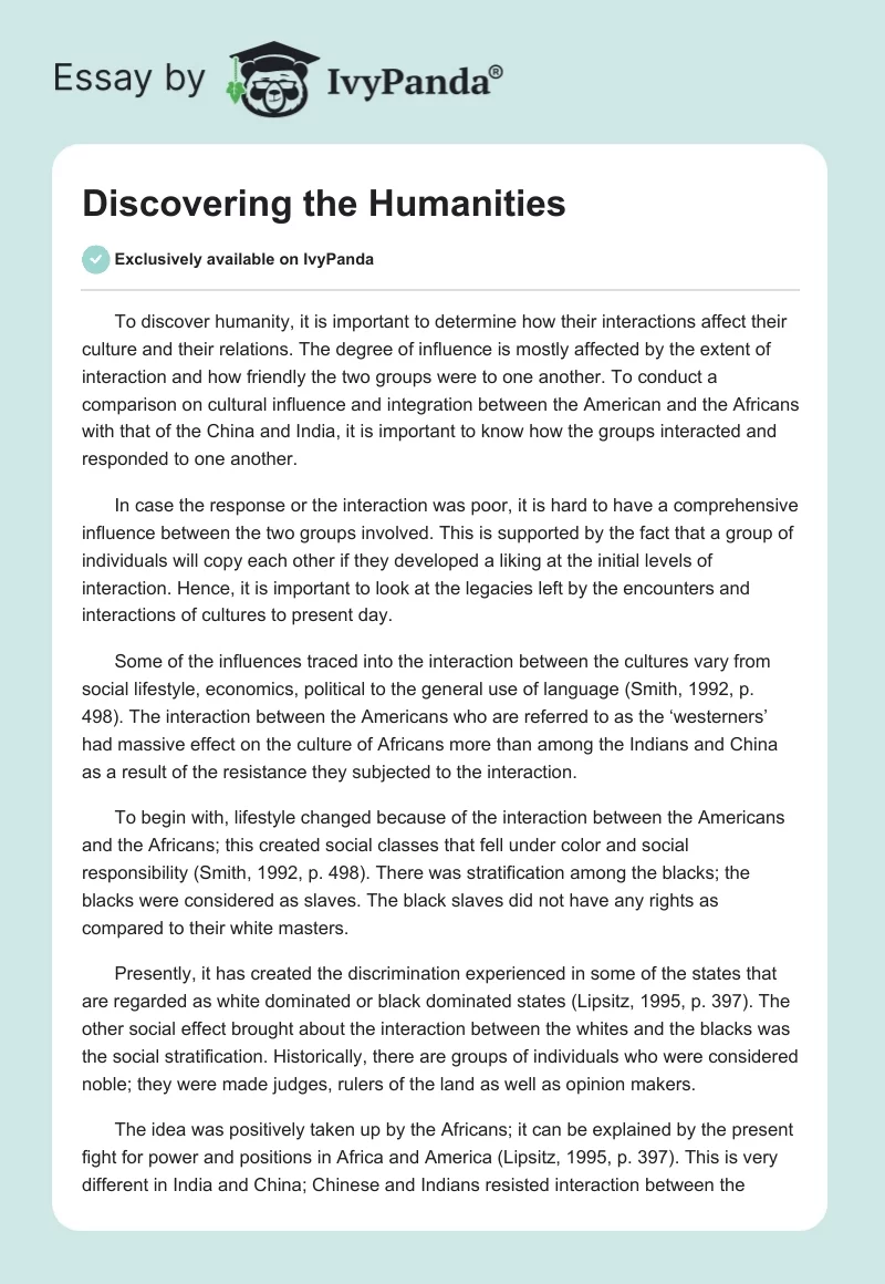 Discovering the Humanities. Page 1