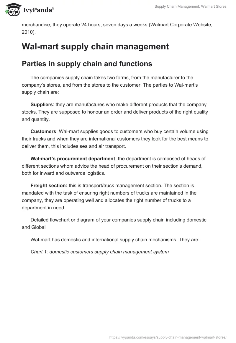 Supply Chain Management: Walmart Stores. Page 2