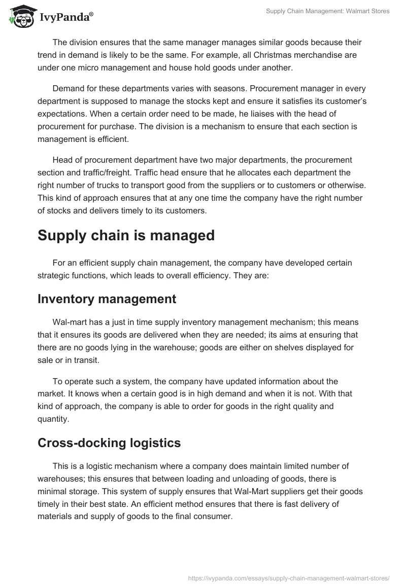 Supply Chain Management: Walmart Stores. Page 4