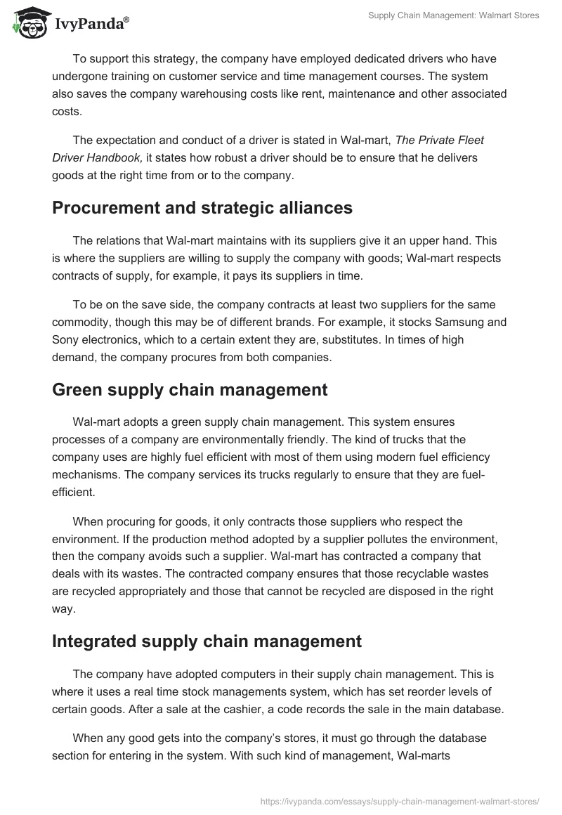 Supply Chain Management: Walmart Stores. Page 5